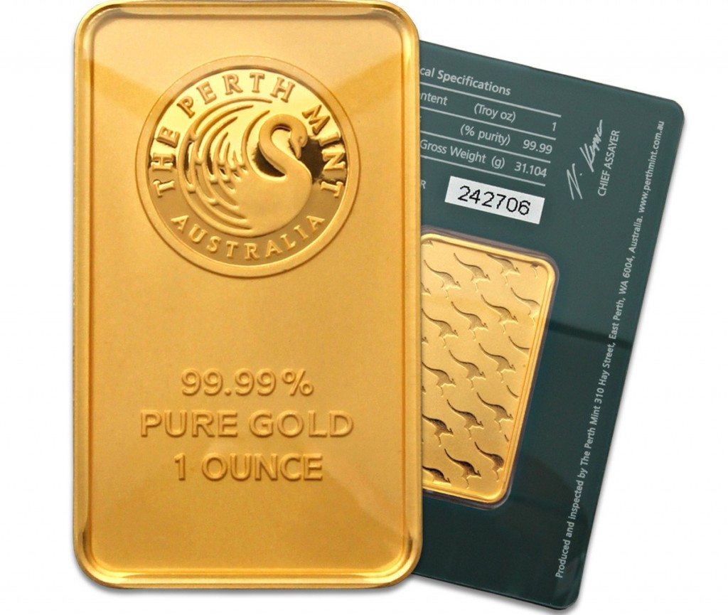 1 oz Gold Perth Mint Bar 99.99%