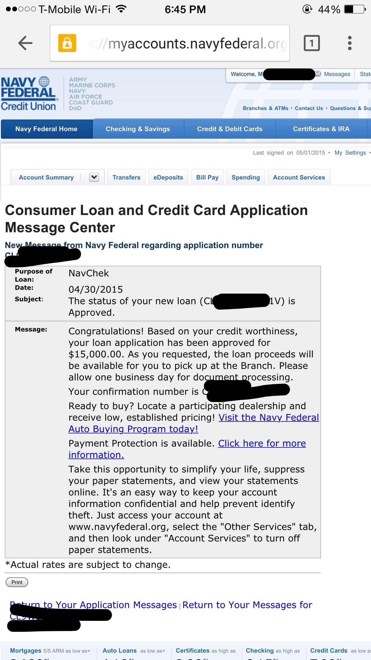 NFCU Navcheck approved!