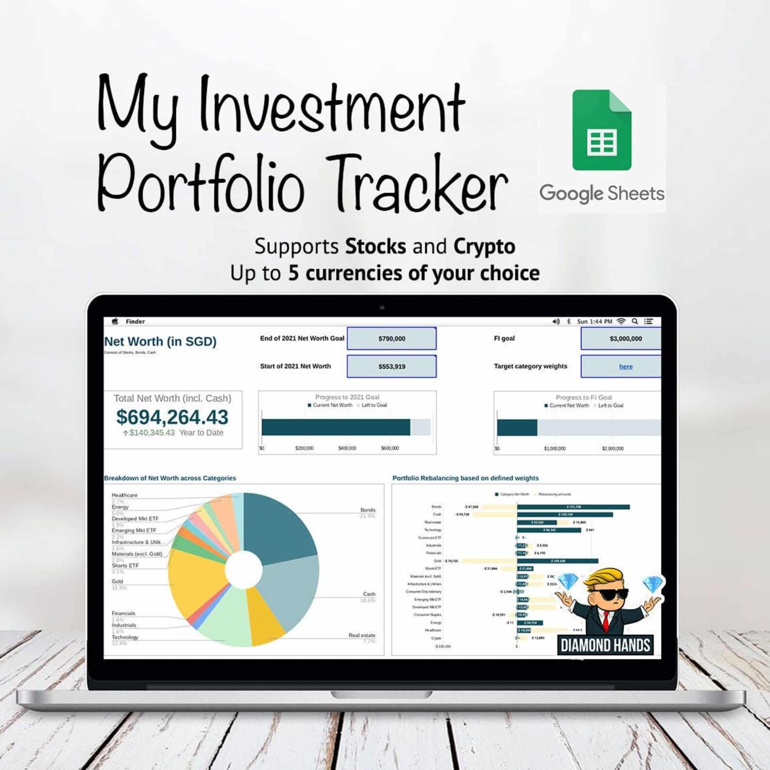 Stocks and Crypto Investment Portfolio Tracker Google Sheets